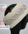 Lined Wool Two-Tone Headband in White and Grey Cable Pattern